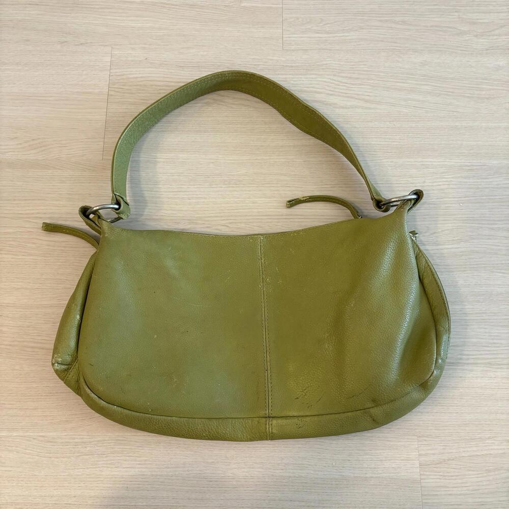 Hobo International Slouchy Shoulder Bag Lg Leather Gabor Dark Lime Green - Picture 4 of 9